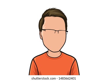 caricature portrait, illustration of a man in orange.