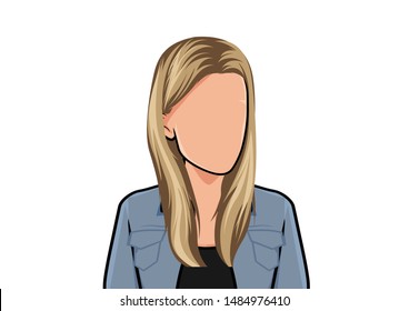 caricature portrait, illustration of a woman with blonde hair.