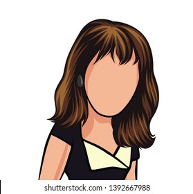 Caricature Of A Portrait, Illustration Of A Woman's Body With A Black Shirt.