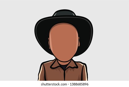 caricature of portraits, illustration of a man's body in a hat. vector