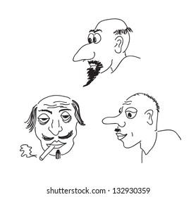 Caricature portraits. Vector illustration.