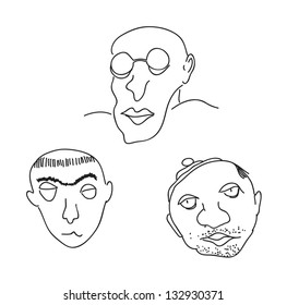 Caricature portraits. Vector illustration.