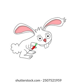 Caricature of a rabbit holding a carrot