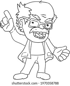 caricature of a scientist who is described as crazy because of his unusual or annoying personality and ambitious nature that is not clear, and or who is not shy about carrying out their experiments