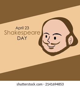 Caricature Of A Shakespeare With Bold Text On Brown Background, Shakespeare Day  April 23