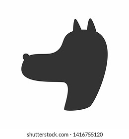 Caricature silhouette of a dog's head. Funny icon, symbol, logo. Isolated vector illustration.