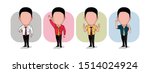 
caricature templates with blank faces for photos. illustration of office worker with several variations of clothes and poses with a plain white background. vector cartoon.