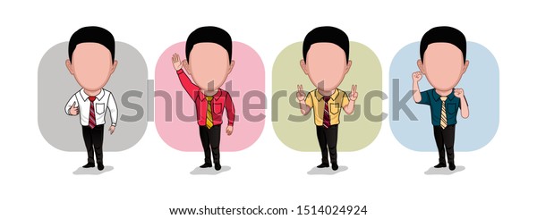
caricature templates
with blank faces for photos. illustration of office worker with
several variations of clothes and poses with a plain white
background. vector
cartoon.