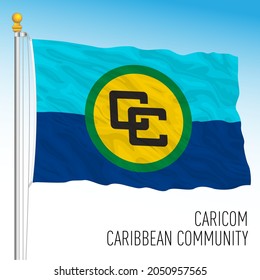 Caricom, Caribbean Community Flag, American Organisation, Vector Illustration