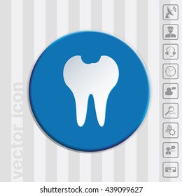 caries damaged human tooth icon. vector medical illustration.