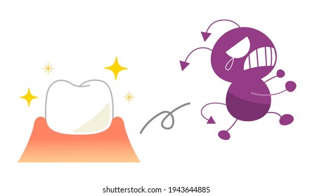 Caries and germs character illustration