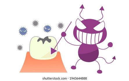 Caries and germs character illustration