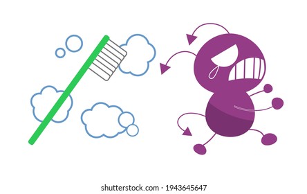 Caries and germs character illustration