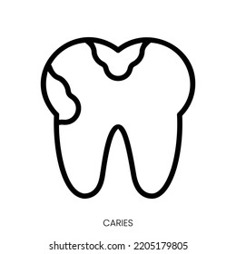 caries icon. Line Art Style Design Isolated On White Background
