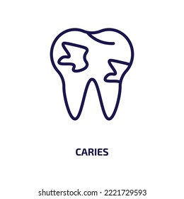 caries icon from medical collection. Thin linear caries, medical, implant outline icon isolated on white background. Line vector caries sign, symbol for web and mobile