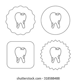 Caries icon. Tooth health sign. Flat circle, star and emblem buttons. Labels design. Vector