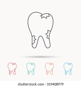 Caries icon. Tooth health sign. Linear icons on white background. Vector