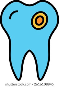 Caries Line Filled Vector Icon Design
