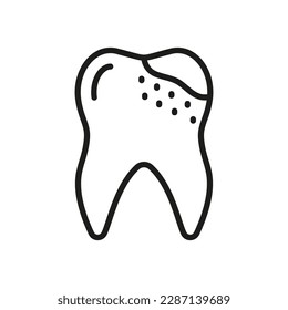 Caries Line Icon. Medical Tooth Care Linear Pictogram. Orthodontic Teeth Problem. Oral Hygiene. Dentistry Outline Symbol. Dental Treatment Sign. Editable Stroke. Isolated Vector Illustration.