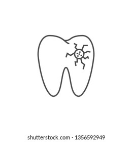 Caries Line Icon. Caries Line Related Vector Line Icon. Isolated on White Background. Editable Stroke.