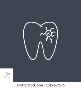 Caries Line Icon. Caries Line Related Vector Icon. Isolated on Black Background. Editable Stroke.