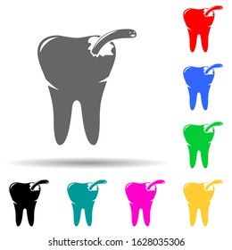 caries on tooth multi color style icon. Simple glyph, flat vector of dental icons for ui and ux, website or mobile application