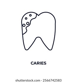 caries outline icon. Linear vector from health and medical concept. Thin line caries icon isolated on white background