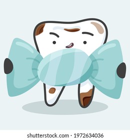 Caries patient tooth with candy