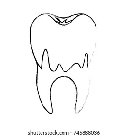 caries in the root of tooth in monochrome blurred silhouette vector illustration