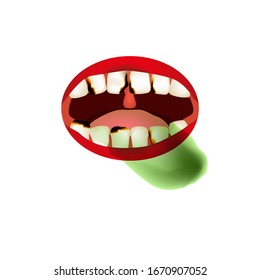 caries. Smell from the mouth. Halitosis. The structure of the teeth and oral cavity. Diseases of the teeth, caries. Infographics. Vector illustration on isolated background.