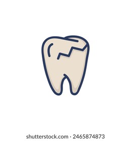 Caries thin line icon. Damaged enamel, sick tooth, crack isolated outline sign. Dental care, dentistry, healthcare concept. Vector illustration, symbol element for web design and apps