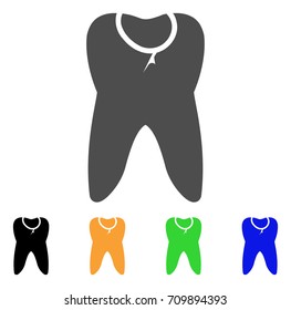 Caries Tooth vector pictograph. Style is a flat graphic symbol in gray, black, yellow, blue, green color variants. Designed for web and mobile apps.