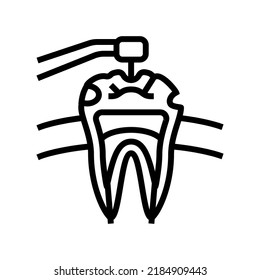Karies Behandlungslinie Symbol Vektorgrafik. Karies-Behandlungszeichen. isoliertes Kontursymbol