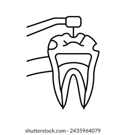 caries treatment line icon vector. caries treatment sign. isolated contour symbol black illustration