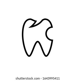 Caries vector icon in linear, outline style isolated on white background