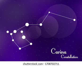 Carina constellation. Starry night sky. Cluster of stars, galaxy. Deep space. Vector illustration