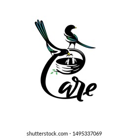 Caring birds logo. C letter based, vector