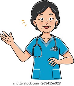 Caring Cartoon Nurse Professional Stethoscope Medical Equipment Healthcare Hero
