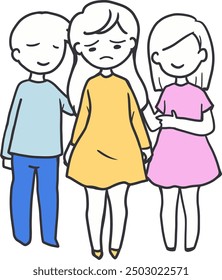 Caring Companions Friendship Offering Comfort Art. This artwork is ideal for promoting the values of caring, understanding, and togetherness in community or educational settings.
