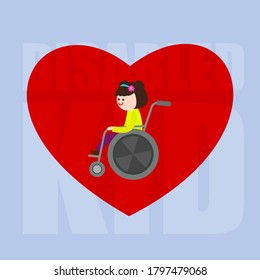 Caring for disabled kids by heart. vector illustration Of disabled kids.