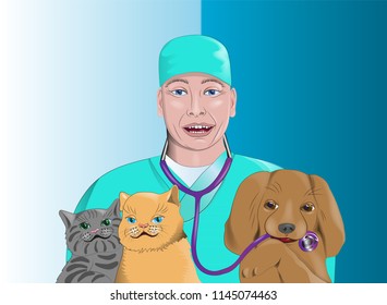 A caring doctor with his patients