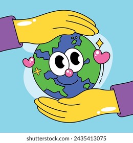 caring for the earth flat illustration