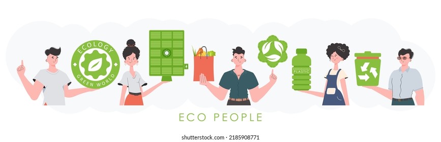 Caring for the environment. ECO friendly People. Fashion characters. Vector.