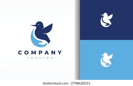 La mano cariñosa y el diseño del logotipo de pájaro