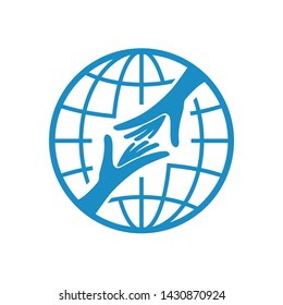 Caring hand charity connection symbol