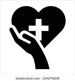Caring hand - health care vector black icon - World charity and donation day signs and symbols