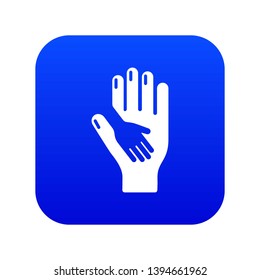 Caring hand icon blue vector isolated on white background