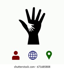 Caring hand icon,stock vector illustration flat design style