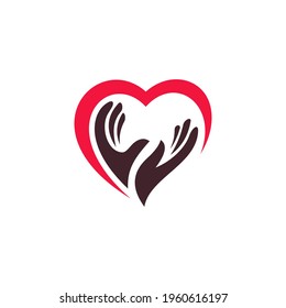 Caring hand logo template ready for use