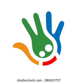 Caring hand logo, vector illustration logo template